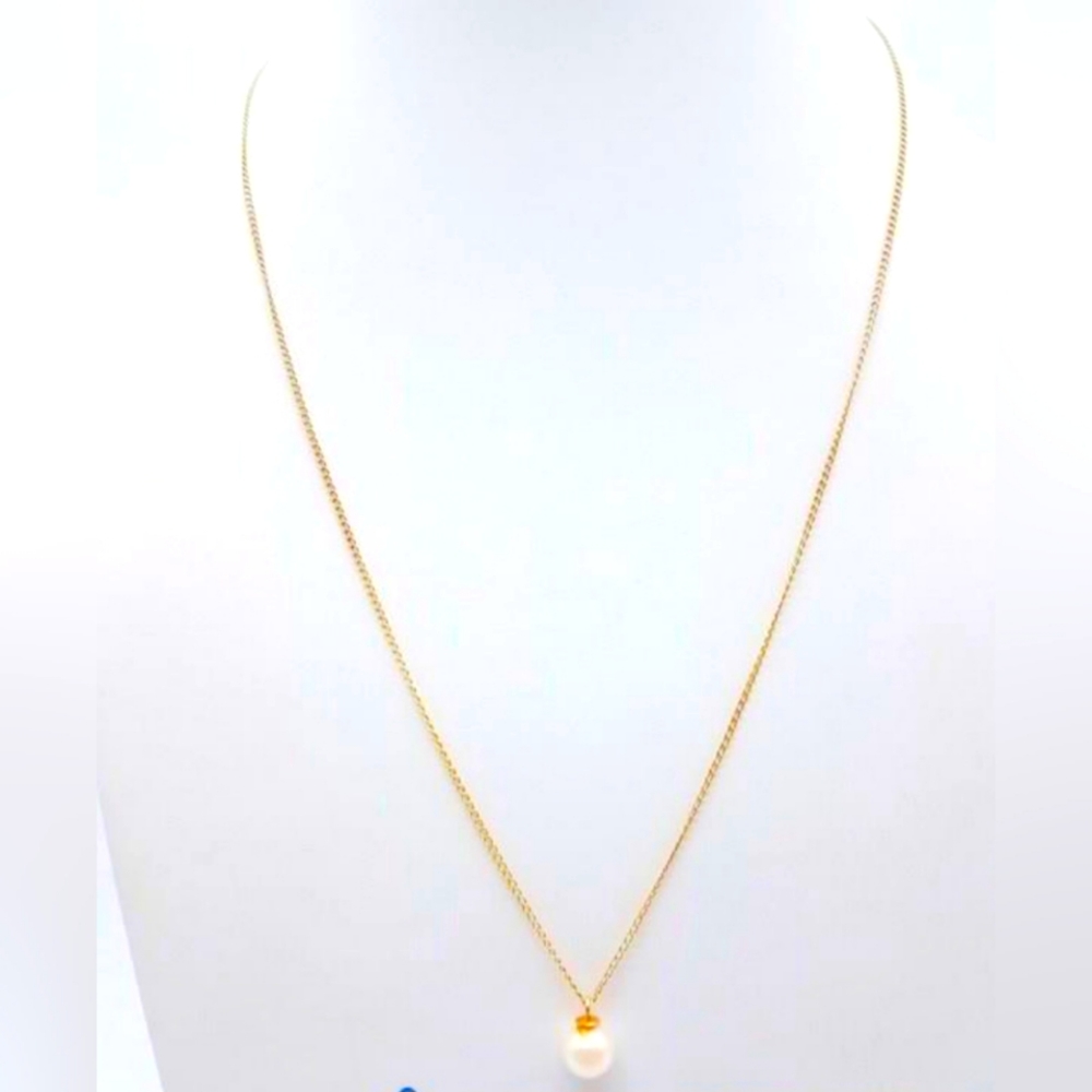 14k Yellow Gold Cable Link w/Pearl Necklace